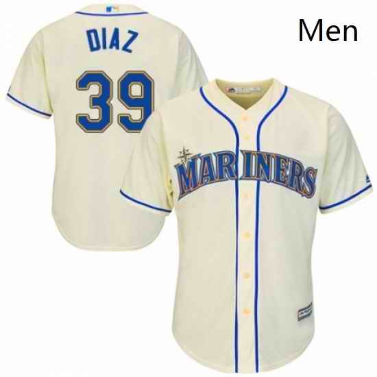 Mens Majestic Seattle Mariners 39 Edwin Diaz Replica Cream Alternate Cool Base MLB Jersey